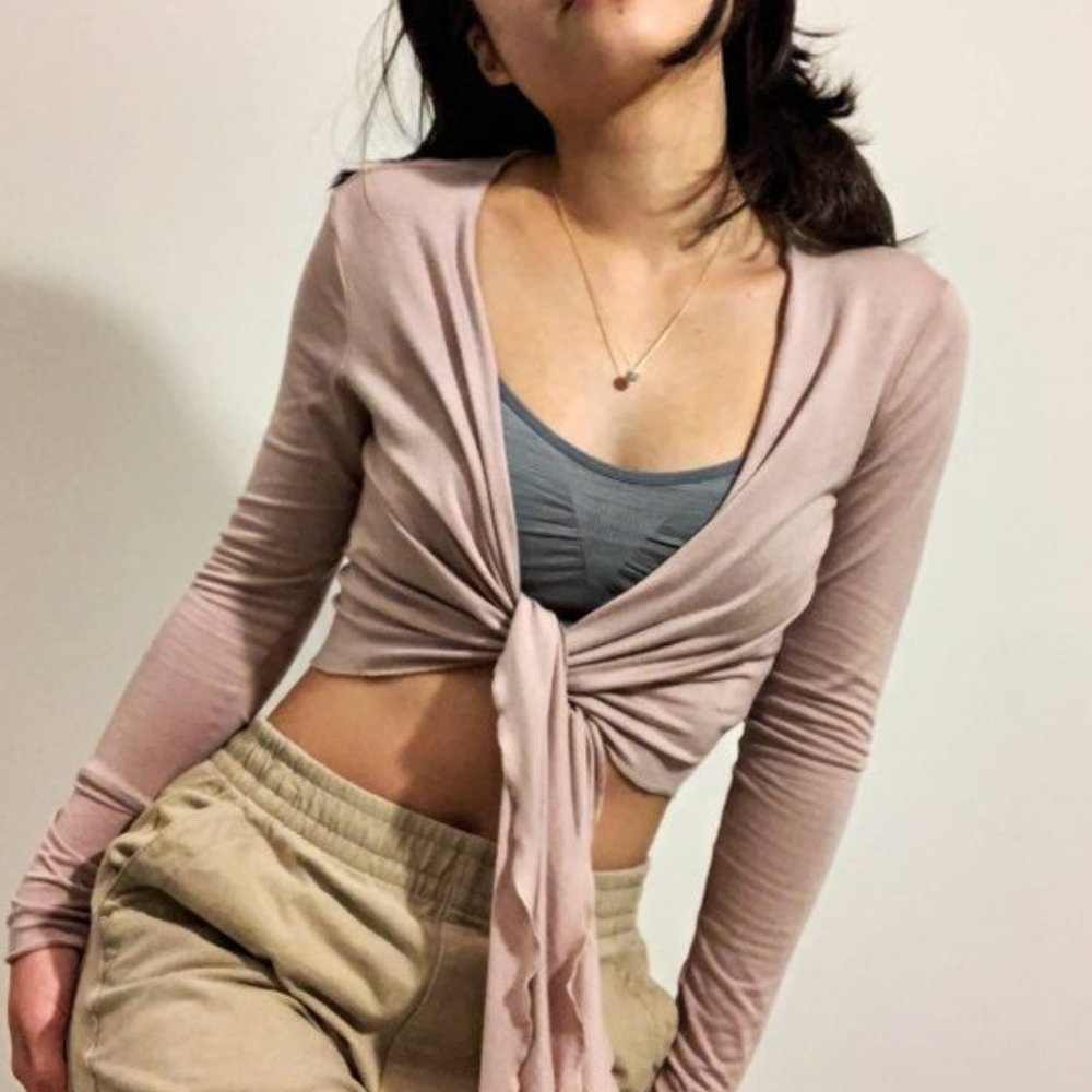 Express Pink tie front cardigan